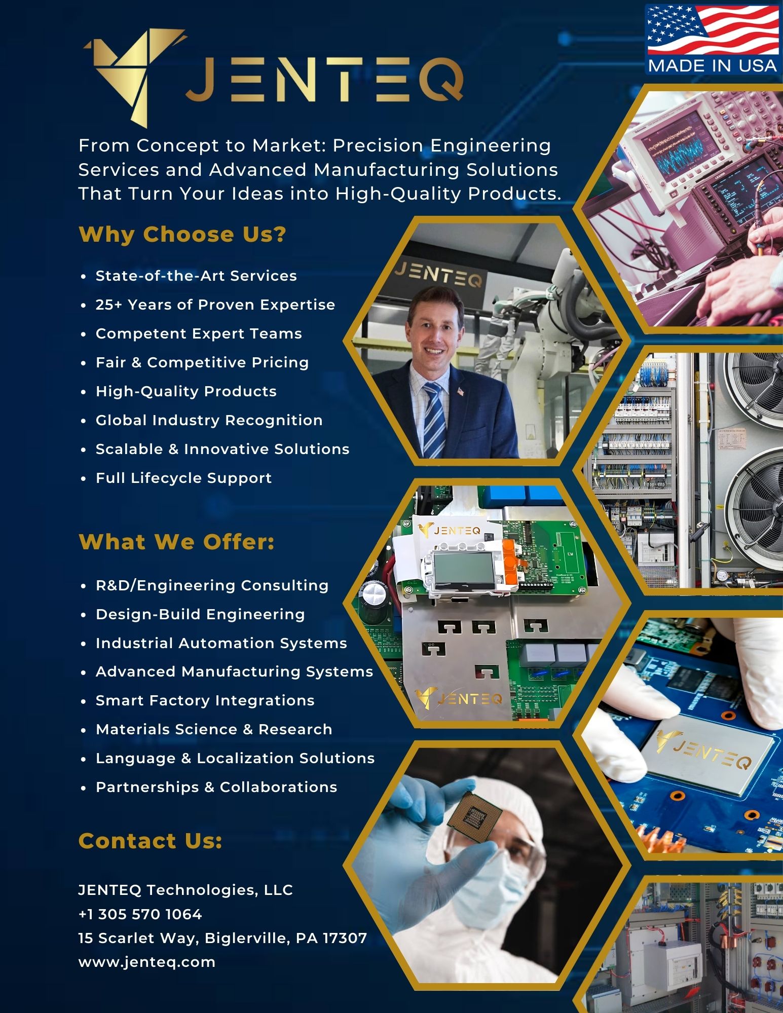 Advanced Manufacturing Solutions: Quality Engineering and Product Design Services by JENTEQ Technologies USA, Pennsylvania. We design, engineer and build your product for smart manufacturing.